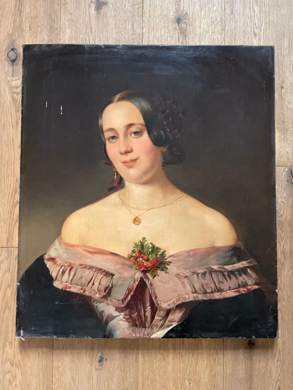 Damenportrait vor der Restaurierung